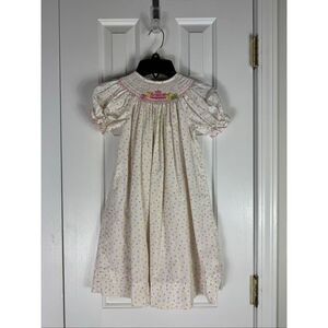 Amanda Remembered Girls Smocked Dot Birthday Dress Size 4t